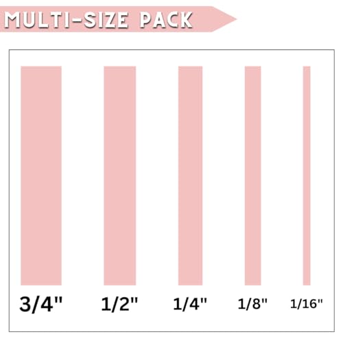 5 Rolls Pinstripe Tape - Masking Tape 1/16", 1/8", 1/4", 1/2", 3/4" - Thin Painters Masking Automotive Tape for DIY, Car, Auto, Paint, Art, Tumblers (Pink) - color: Pink