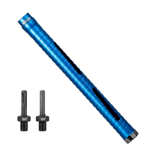 SALI Diamond Core Drill Bits 1" Diameter 10"/254mm Drilling Depth 5/8-11" Thread Core Bit Turbo Laser-Welded Segments for Cured Concrete with, Brick, Block, Masonry, with Two Adapters - size: 1 inch