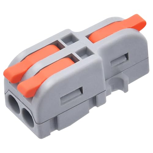 20Pcs Lever Wire Connectors, 1 in 2 Out DIY Mini Splicing Compact Splitter Docking Terminal Block Electrical Connectors, 24-12 AWG
