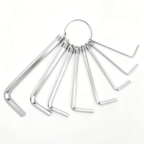 8-Piece Metric Allen Wrench Set, 1.5-6mm Chrome Vanadium Steel Hex Key Set with Key Ring, Pocket Bike Allen Key Set for Cycling, Motorcycle & Outdoor Repair - color: 8 Pcs Key Ring Set