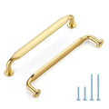 HOME EDIT Brushed Gold Solid Cabinet Handles & Pulls 5 Inch 10 Pack - color: Brushed Gold, size: 5 inches Hole Center