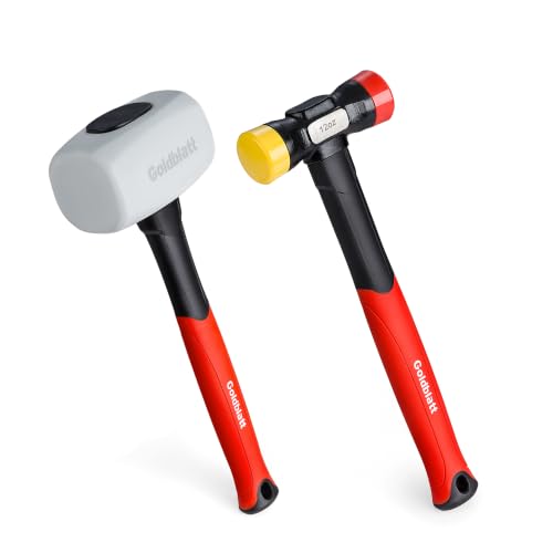 Goldblatt 2-Piece Hammer Set, 16oz Rubber Mallet & 12oz Double-Face Hammer - size: 16 oz & 12 oz