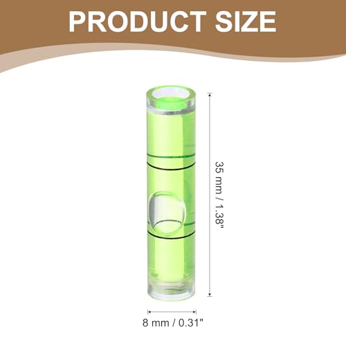 HARFINGTON 12pcs Mini Cylindrical Bubble Spirit Level Vials 8x35mm - size: 8x35mm