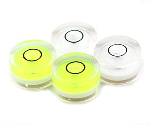 Driak 4 Pieces 15x8mm/0.6"x0.31" Plastic Vial Acrylic Housing Round Green and White Colour Mini Spirit Level Bubble Mini Bullseye Level Mini Tripod Level Tool Can Use for All Kinds of Miniature Level - color: Green and White