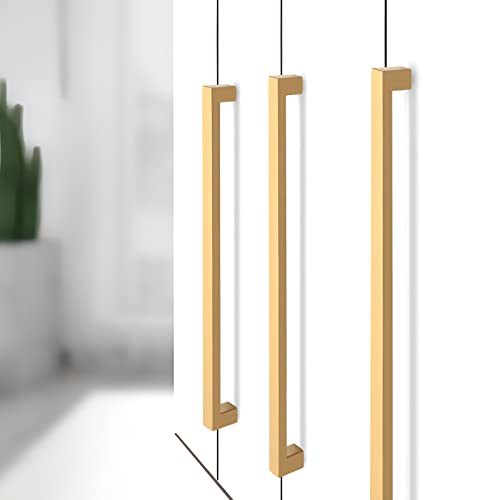 Cabinet Pulls Gold Cabinet Handles Square Drawer Pulls, 5 Pack 8-4/5 Inch Stainless Steel Kitchen Door Cupboard Cabinet Handles, Drawer Hardware Handles, 224mm Hole Centers - color: Gold, size: Two Hole - 8-4/5 inch Hole Centers(224mm)