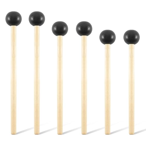 6 Pcs Xylophone Mallets Drum Mallets, with Rubber Head and Handle Percussion Mallets Set Tongue Drum Bell for Tongue Drum or Keyboard Music Graduation Present (3 Pair)