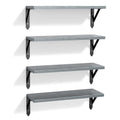 ROMGUAR CRAFT Wood Wall Floating Shelves Set of 4, 17" x 6" - Grey - color: Grey, size: 17" x 6"