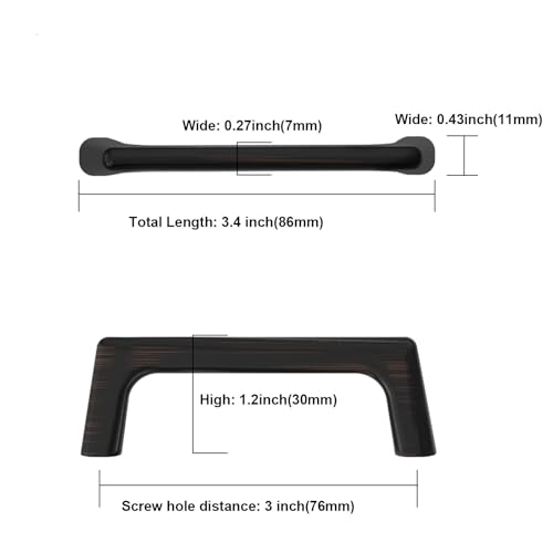 Asidrama 10 Pack 3 Inch(76mm) Oil Rubbed Bronze Cabinet Pulls Cabinet Handles Cupboard Handles Kitchen Cabinet Hardware for Cupboard Drawer Pulls - color: Oil Rubbed Bronze, size: 3" Hole Center, style: 10 Pack