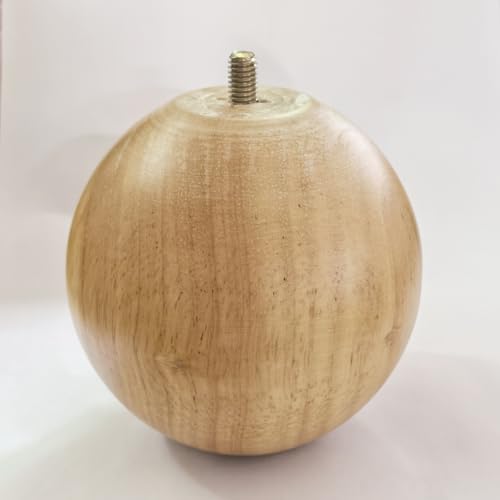 Solid Wood Sofa Replacment Parts 4 Inch Round Ball Shape Furniture Legs for Sofa Couch Ottoman Loveseat Cabinet Legs Furniture Feet Set of 4 (Natural) - color: Natural