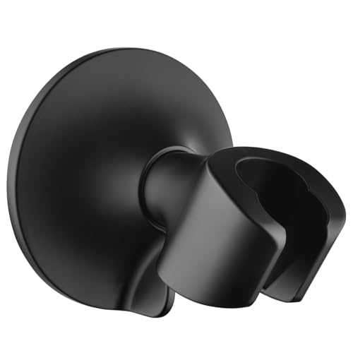 BRIGHT SHOWERS Strong Adhesive Shower Head Holder with Dual Angle Adjustable, Wall Mounted Handheld Shower Bracket, Easy Installation, Screw Mounting Options, Matte Black - color: Matte Black, style: Adhesive & Screw - 2 Angles