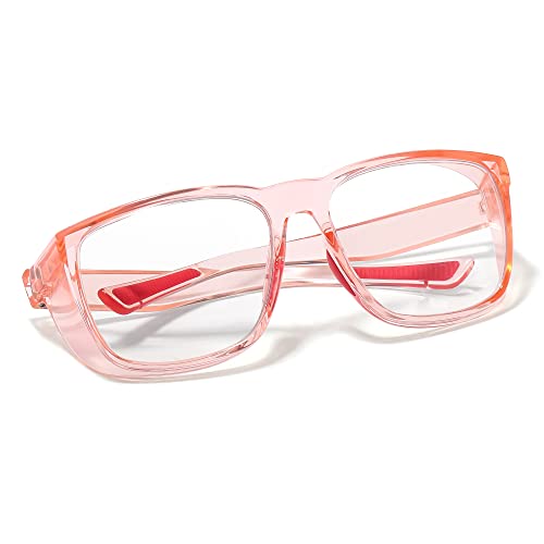 Safety Glasses Anti-Fog Eye Protection Blue Light Blocking Glasses for Women Men - color: Pink