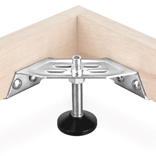 POWERTEC Corner Leveling Feet 4PK, Heavy Duty Adjustable Corner Bracket Levelers with Nylon Foot for Cabinets, Vanities, Furniture & Shelves (71157) - size: Set of 4, style: Corner leveling feet