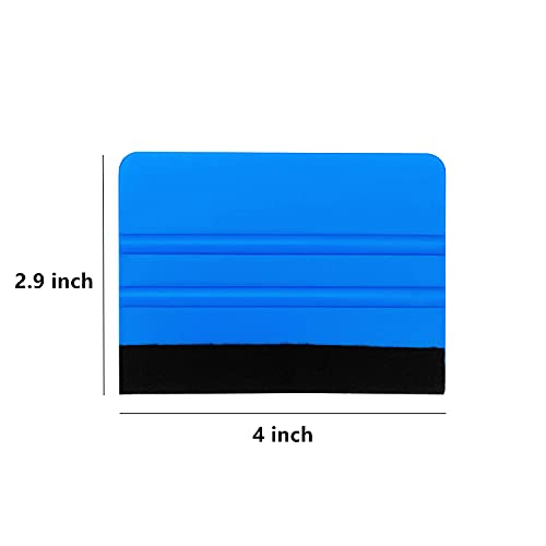 CCyanzi 4inch Vinyl Squeegee Tool Window Film Squeegee Decal Scraper Sign-Making Graphic Wallpaper Application, Felt Edge Protection Prevents Scratches - 10Piece Blue - color: Blue