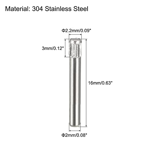 uxcell 2x16mm 304 Stainless Steel Dowel Pins, 50Pcs Knurled Head Flat Chamfered End Dowel Pin, Wood Bunk Bed Shelf Pegs Support Shelves Fasten Elements - size: 2x16mm