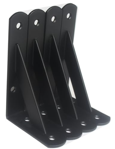 4 Pack L5 x H 3" Black Heavy Duty Shelf Brackets with Screws Metal Shelf Brackets Shelf Support Angle Brackets for Shelves L Brackets Heavy Duty Floating Shelf - size: 5''x3'', style: 4 Pack-Black