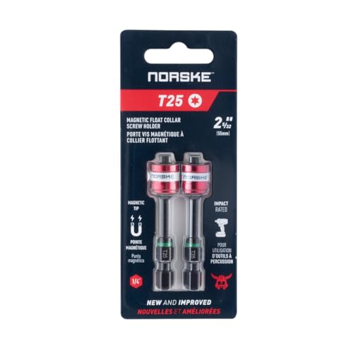 Norske Tools NIBCI332 Magnetic Float Collar Screw Holder T25 (2pc Carded) Impact Rated for Heavy Duty Use