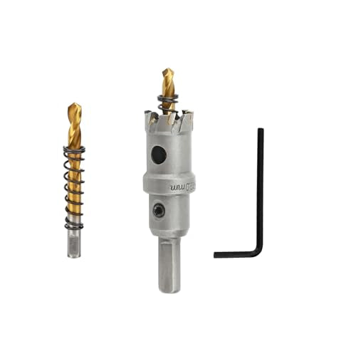 7/8'' TCT Hole Saw Kit Tungsten Carbide Tipped Hole Saw Drill Bit with Titanium-Plated Pilot Drill bit for Metal, Stainless Steel, Iron (22MM) - size: 22MM | 7/8''