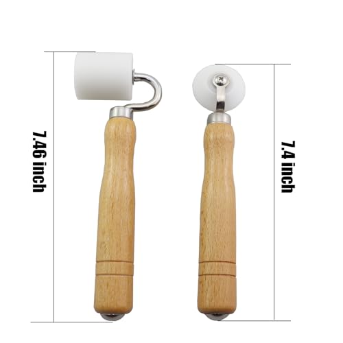 2PCS Wallpaper Smoothing Roller Wallpaper Home Decoration DIY Tools Shaded Corner Round Seam Roller Flat Roller Wooden Handle Handmade Special Repair For Flat and Corner Wallpaper Installation