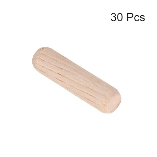 uxcell Wooden Dowel Pins 30pcs 8x30mm(0.31"x1.18") Fluted Beveled Ends Wood Dowel Pegs Dried Hardwood for Woodworking Furniture Shelf - size: 8x30mm(0.31"x1.18")