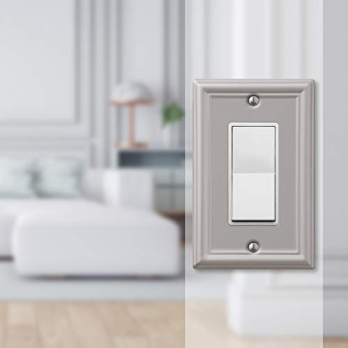 Amerelle 149RBN Chelsea Steel Wallplate 1 Rocker Light Switch Brushed Nickel - color: Brushed Nickel, size: 1 Rocker