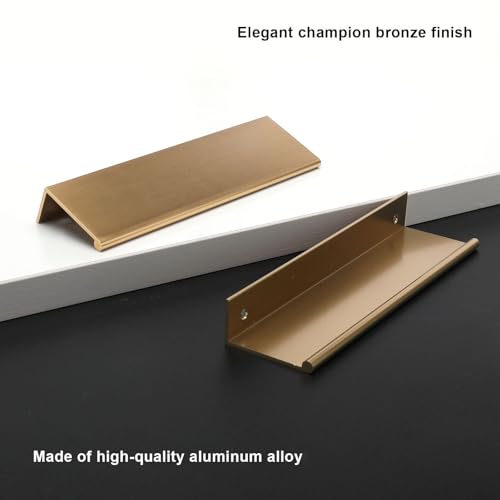 Rergy 10 Pack 3-3/4" Cabinet Pulls Champagne Bronze Finger Pulls - color: Champion Bronze, size: Hole Center: 3-3/4in(96mm)