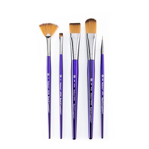 Royal & Langnickel Moderna, 5pc Oval Wash & Blender Brush Set for All Painting Mediums, Includes - Oval Wash, Blender, Fan & Liner Brushes Purple - style: Oval Wash Variety