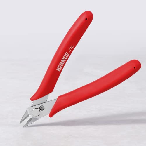 IGAN-170 Wire Cutters, Precision Electronics Flush Cutter, One of the Strongest and Sharpest Side Cutting pliers with an Opening Spring, Ideal for Ultra-fine Cutting Needs. - size: Pack 1