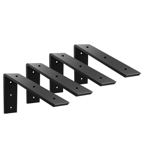 WINKER Countertop Support Bracket 4 Pack Heavy Duty 3/8" Thick Hidden L Shelf Bracket 10" x 6" x 2.5" Metal Corbels for Quartz/Granite/Wood/Concrete/Laminate Countertops, Black - size: 10″x6″x2.5″-3/8" thick, style: Black-4Pack