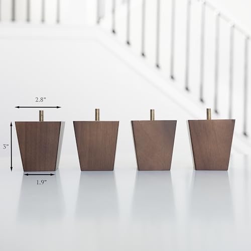 Airy Abode Premium Walnut Square Furniture Legs (Full Install Kit) - Pick Your Size and Color - color: Brown, size: 3 Inches