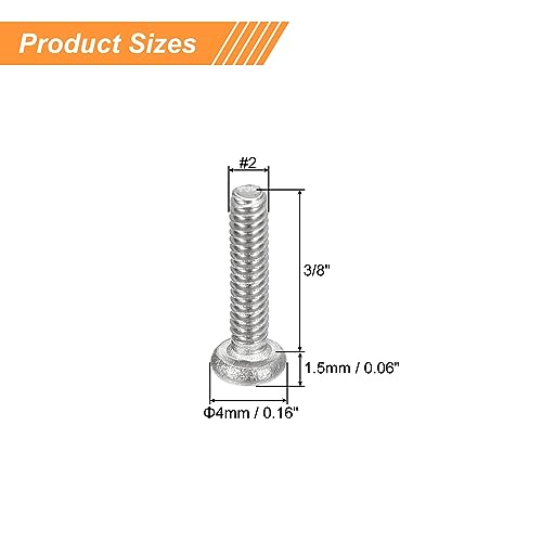 uxcell #2-56x3/8 Pan Head Machine Screws, 304 Stainless Steel 18-8 Screw, Phillips Drive, Fully Threaded, Bright Finish, Pack of 200 - size: #2-56x3/8"