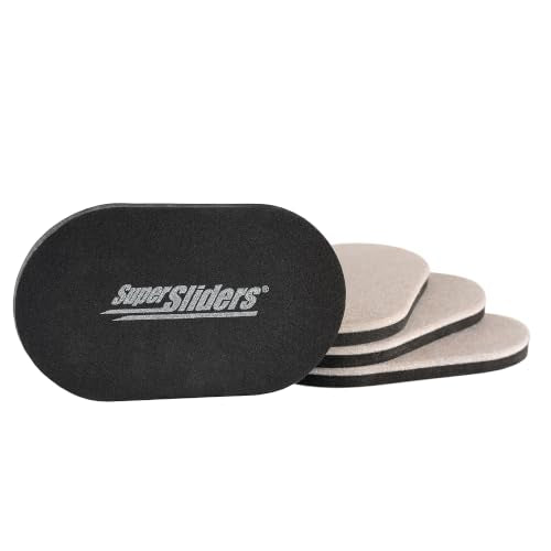 Super Sliders 3-1/2" x 6" Small Oval Reusable Felt Furniture Sliders for Hard Surfaces, Anti-Slip Protective Furniture Moving Pads for Beds, Sofas, Dressers, Set of 4, Beige - size: 3-1/2 x 6 Inch Oval, style: For Hardwood