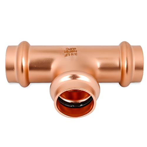 (wdaisy 12 Pack) Copper Press Fittings Kit – 3/4 Inch, Tee Elbow & Coupling Combo Set, Press Compatible Press Fittings, Lead-Free Copper Plumbing Pipe Fittings - size: 3/4" Combo Kit - 12P