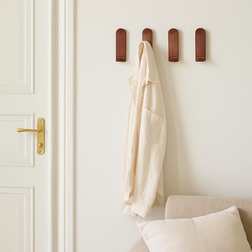 AceOrbit 4 Pcs Rainbow Arch Adhesive Wall Hooks Boho, Brown - color: Brown
