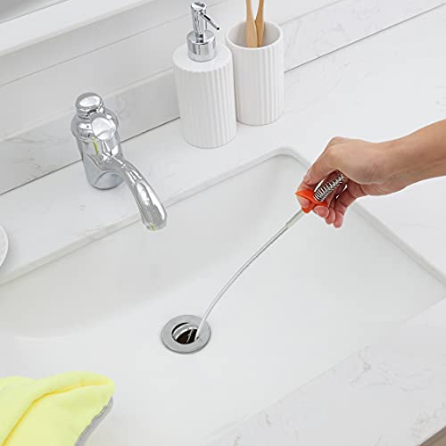 Amazon Basics Drain Clog Remover Tool, 6 Pack with 5 Plastic and 1 Stainless Steel Drain Snakes, Hair Unclogger for Toilet, Kitchen Sink, Bathroom Tub, Shower, Sewer
