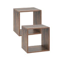 2 Stackable Cubes Bookcase, Wooden Cubby Storage Organizer - color: Rustic Brown