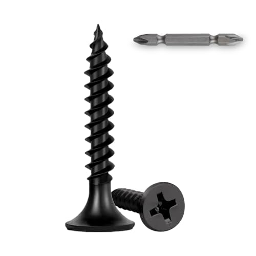 50Pcs Self-Tapping Black Wood Screws with Driver Bit, #8 x 1-1/2" - size: #8x1-1/2"