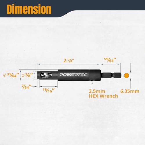 POWERTEC Shelf Pin Jig with 1/4" Self Pin Bit, Self Centering Drill Bit for 3/8' Holes, Woodworking Tool for Installing Shelf Pegs & Making Shelves & Cabinets (71653) - size: Jig with 1/4" Self Pin Bit