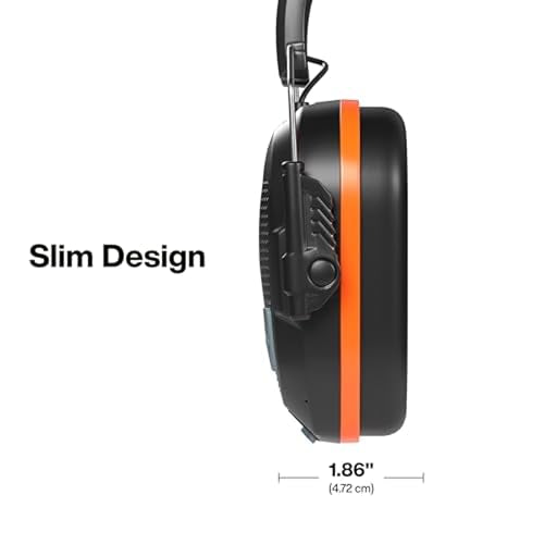 KLEIN TOOLS AESEM2 Slim Bluetooth 5.4 Hearing Protection Earmuffs, 23dB NRR, Rechargeable for Construction and Workshops, Noise Cancelling, Foam Cushions and 50 Hour Battery Life
