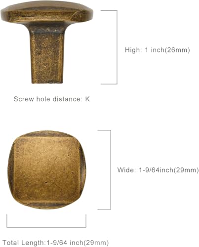 Asidrama 10 Pack Antique Brass Kitchen Cabinet Knobs - color: Antique Brass, size: Single Hole