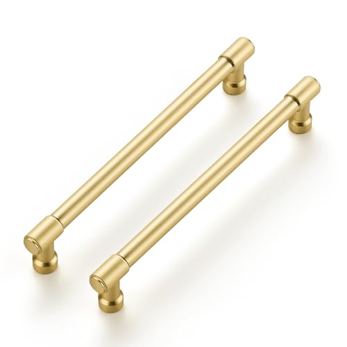 Ravinte Brushed Gold Kitchen Pulls Cabinet Handles 6-1/4 Inch 5 Pack - color: Brushed Gold, size: 6-1/4 Inches Hole Center