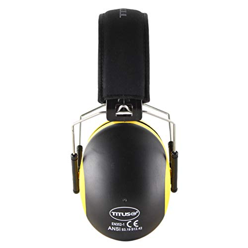 TITUS 3 Series, Onyx 37 Original Highest NRR Noise Reduction Earmuffs - color: Black/Yellow (Premium Band / Earmuffs Only)