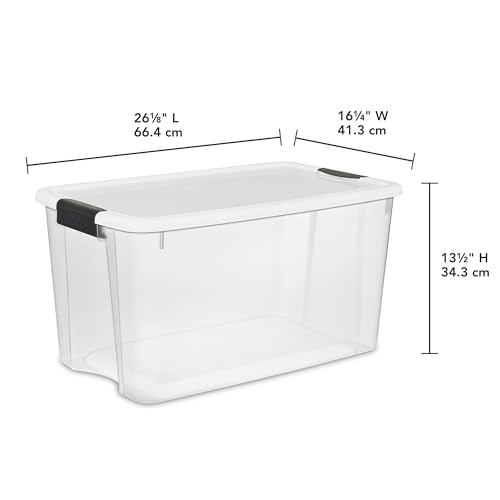 Sterilite Ultra Latch Box with Lids for Home and Office, 70 Quart, 12-Pack | Heavy-Duty and Stackable Plastic Containers with Latches for Closet, Cabinet, Bedroom, Bathroom and Dorm Room Organization - size: 70 Quart