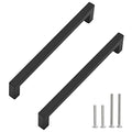 Cabinet Pulls Matte Black Cabinet Handles Square Drawer Pulls, 5 Pack 8-4/5 Inch Stainless Steel Kitchen Door Cupboard Cabinet Handles, Drawer Hardware Handles, 224mm Hole Centers - size: 8-4/5 inch Hole Centers(224mm)