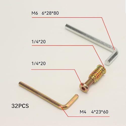 16 Pieces 1/4-20 x 3/4" Furniture Screw Nut Threaded Wood Insert, 16 Pieces 1/4-20 x 19/32" Wood Inserts Bolt Fastener Connector Hex Socket Drive Screw-in Nuts with Hex Spanner - size: 16pcs