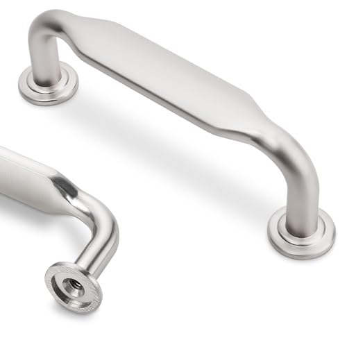 10 Pack 3 Inch Cabinet Pulls Brushed Satin Nickel Kitchen Handles Zinc Alloy Drawer Pulls Solid Hardware - color: Brushed Satin Nickel, size: 3'' Hole Center(76mm)
