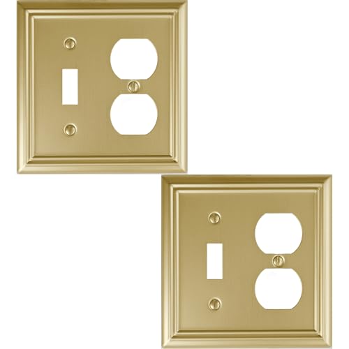 OKAWYC Toggle/Duplex Light Switch Cover Adler Metal Wall Plate, 2-Pack Brushed Brass 2 Gang, for Light Switch Cover Outlet Cover Decorative Wallplate, Durable - size: Toggle/Duplex