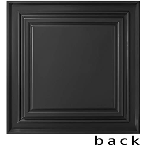 Art3d PVC Ceiling Tiles, 3D Plastic Sheet in Black, 2 x 2 ft, 12-Pack - color: Square Black, size: 24"x24"