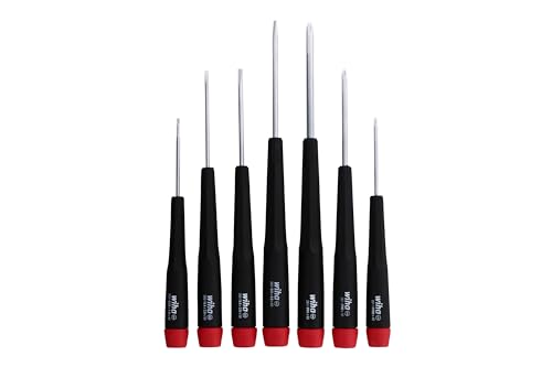 Wiha 26197 Precision Screwdriver Set, 7-Piece Mini Slotted & Phillips, PicoFinish Handles with Rotating Caps, Small Screwdrivers for Electronics & Fine Work