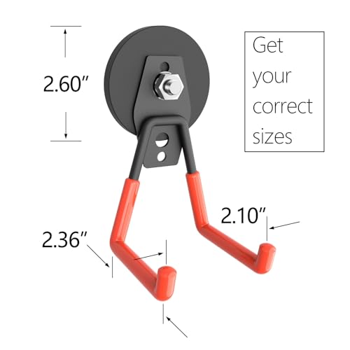 Magnetic Garage Hook, Heavy Duty Garage Storage Magnetic Hooks Steel Tool Hangers for Garage Wall Utility Magnet Hooks and Hangers Indoor & Outdoor Hanging Garden Tools (2 Pack) - style: ML/2 pack 16-80lbs
