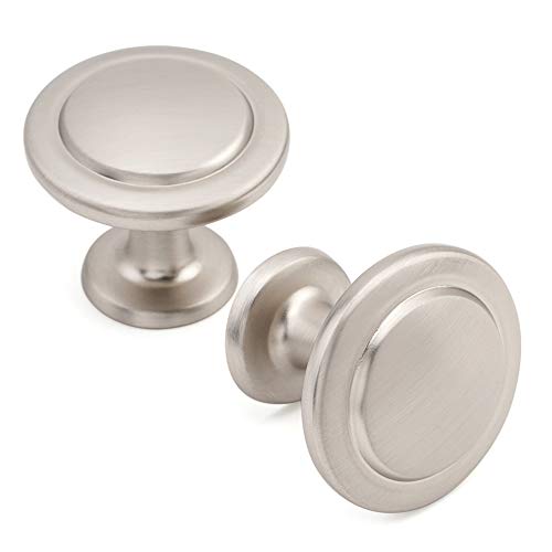 KOOFIZO 10 Pack Brushed Nickel Cabinet Knobs Round Single Hole Pulls 1960 - color: Brushed Nickel, size: Knob 1 - 10Pcs, style: Round